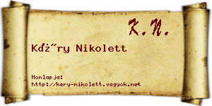 Kéry Nikolett névjegykártya